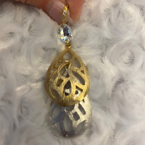 Theia Double Tiered Teardrop Earrings - Picture 3 of 4